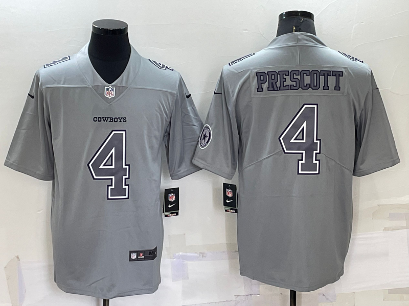 Men's Dallas Cowboys Dak Prescott #4 Gray Atmosphere Jersey